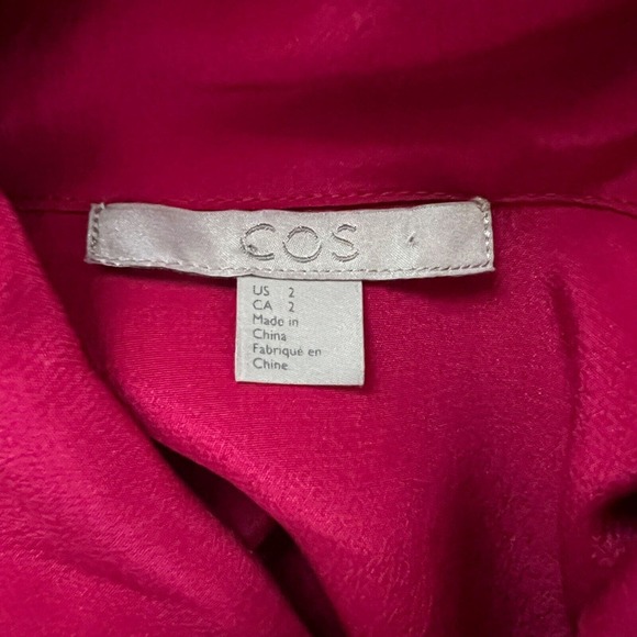COS Blouse Women 2 Raspberry Pink Blouse Casual Career Office Workwear Versatile - Picture 6 of 7